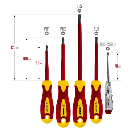 ЗУБР 5 предм, набор диэлектрических отверток, Профессионал (25265) купить в Магнитогорске