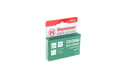Скобы для степлера HAMMER 215-013 8мм, тип 53, 1000 шт. купить в Магнитогорске