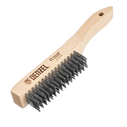 Щетка зачистная 6-и рядная, прямая проволока из нержавеющей стали с деревянной ручкой, EFP// Denzel 74846 купить в Магнитогорске