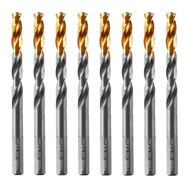 Сверло по металлу, 7,5 мм, HSS-Tin, Golden Tip, 8 шт. Denzel 717218 купить в Магнитогорске