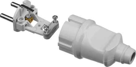 Вилка MAXElectro электрическая, 16А/220В, с заземлением, белая, STAYER 55160-W купить в Магнитогорске