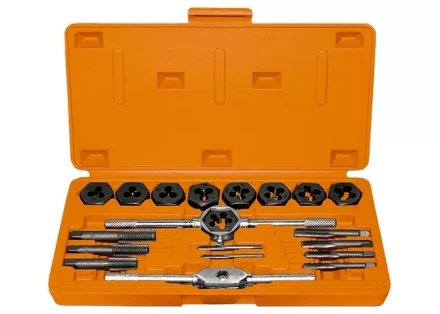 Набор метчиков и плашек М3 - М12 плашко-метчикодержатель 20 предметов в пластиковом боксе SPARTA 773105 купить в Магнитогорске