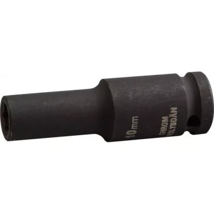 Торцовая головка KRAFTOOL &quot;INDUSTRIE QUALITAT&quot; ударная, удлиненная (1/2&quot;), FLANK, Cr-Mo, фосфатированная, 10 мм 27942-10_z01 купить в Магнитогорске