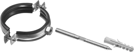 ЗУБР &quot;МАСТЕР&quot;. Хомут трубный с гайкой, оцинкованный, в комплекте с сантехнической шпилькой и дюбелем, 2 1/2&quot;, 1шт 37866-75-80 купить в Магнитогорске