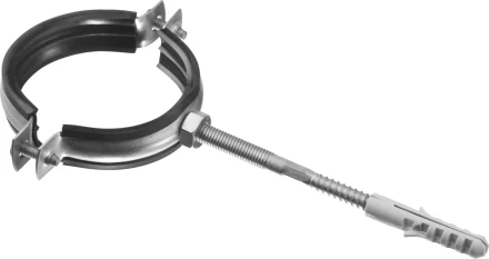 ЗУБР &quot;МАСТЕР&quot;. Хомут трубный с гайкой, оцинкованный, в комплекте с сантехнической шпилькой и дюбелем, 2 1/2&quot;, 1шт 37866-75-80 купить в Магнитогорске