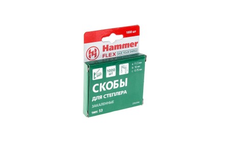 Скобы для степлера HAMMER 215-014  10мм, тип 53, 1000 шт. купить в Магнитогорске