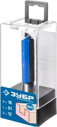 ЗУБР 16 x 51 мм, хвостовик 12 мм, фреза пазовая прямая. удлиненная, Профессионал (28754-16-51) купить в Магнитогорске
