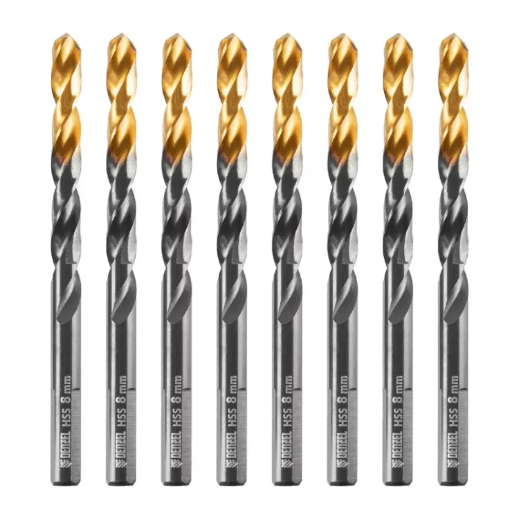 Сверло по металлу, 8 мм, HSS-Tin, Golden Tip, 8 шт. Denzel 717219 купить в Магнитогорске