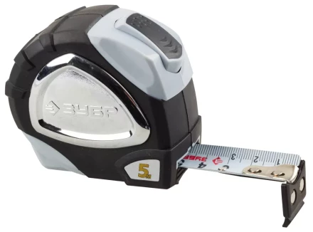 Рулетка ЗУБР &quot;ЭКСПЕРТ&quot; &quot;ПРЕМИУМ&quot;, двухкомпонентный корпус, автостоп, полотно с нейлоновым напылением, 5 м / 25 мм 34050-05-25_z01 купить в Магнитогорске