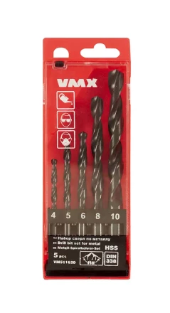 Набор сверл для металла HSS Ф4-10 мм 5 штук пластиковый футляр VMX 511620 купить в Магнитогорске