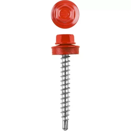 Саморезы ЗУБР &quot;ПРОФЕССИОНАЛ&quot; окраш., RAL 3003 рубин.-красн., для крепл. кров. матер. к дерев. обреш., 4.8x70мм, 160шт 4-300315-48-070-3003 купить в Магнитогорске