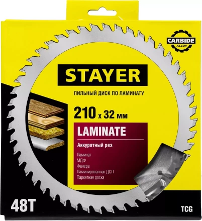 Пильный диск &quot;Laminate line&quot; для ламината, 210x32, 48Т, STAYER 3684-210-32-48 купить в Магнитогорске