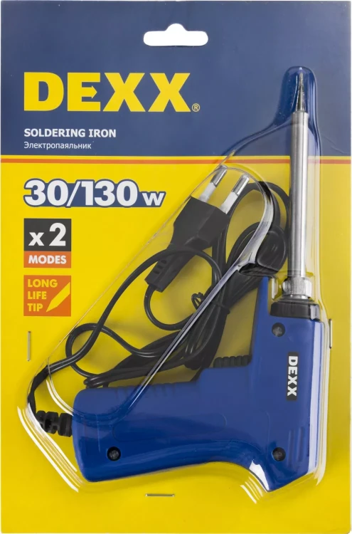 Паяльник DEXX, 2 уровня мощности 30-130Вт, пистолетная рукоятка 55317-130 купить в Магнитогорске