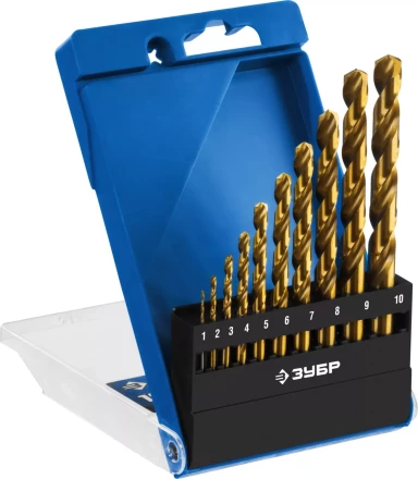 ЗУБР ТИТАН, 10 шт, (1-10 мм), сталь Р6М5, класс А, титановое покрытие, набор сверл по металлу, Профессионал (29615-H10) купить в Магнитогорске