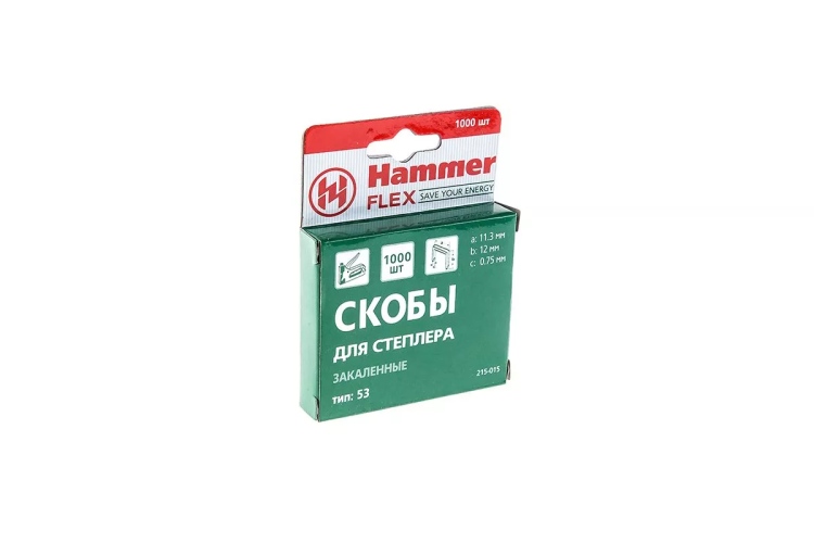 Скобы для степлера HAMMER 215-015  12мм, тип 53, 1000 шт. купить в Магнитогорске