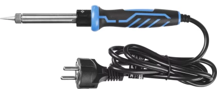 Паяльник ЗУБР &quot;ПРОФЕССИОНАЛ&quot; с двухкомпонентной рукояткой и защитным колпачком в наборе с припоем и подставкой, 60Вт, конус 55402-60_z01 купить в Магнитогорске