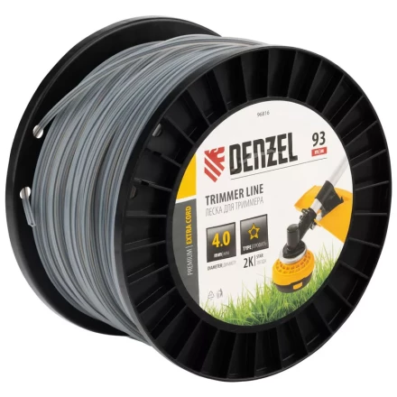 Леска для триммера двухкомпонентная звезда, 4,0мм х 93м, на DIN катушке EXTRA CORD// Denzel 96816 купить в Магнитогорске