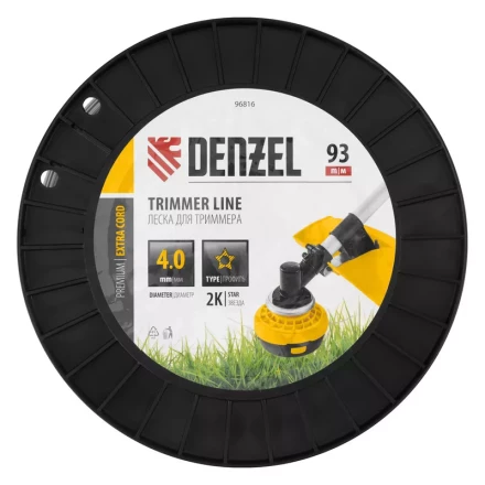 Леска для триммера двухкомпонентная звезда, 4,0мм х 93м, на DIN катушке EXTRA CORD// Denzel 96816 купить в Магнитогорске