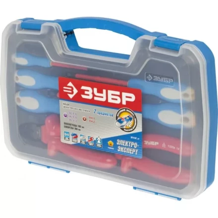 Набор ЗУБР &quot;ПРОФЕССИОНАЛ&quot;: Губцевый инструмент, диэлектрический, высоковольтный до ~1000В, 7предм 2214-H7_z01 купить в Магнитогорске