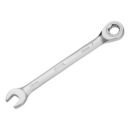 Ключ комбинированный трещоточный, 12 мм, CrV, матовый хром// Denzel 14706 купить в Магнитогорске