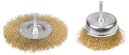 STAYER &quot;PROFESSIONAL&quot;. Набор щеток-крацовок для дрели, витая стальная латунированная проволока 0,3мм, дисковая 100мм, чашечная 75мм, 2шт 35150-H2_z01 купить в Магнитогорске