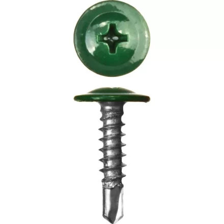 Саморезы ЗУБР с прессшайбой и сверлом по листовому металлу до 2мм, окрашенные в RAL-6005, PH2, 4,2х25мм, 400шт 300211-42-025-6005 купить в Магнитогорске