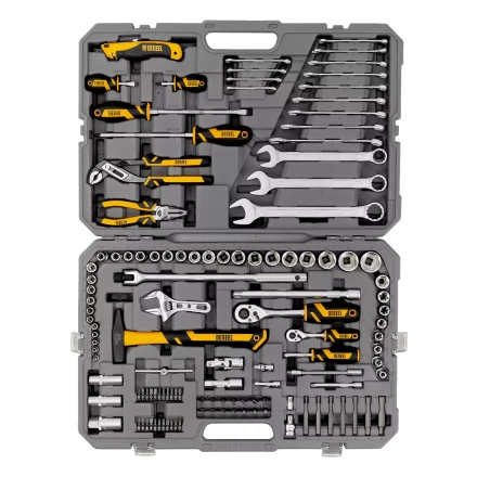 Набор инструментов Denzel 15804, 1/2&quot;, 1/4&quot;, CrV, S2, пластиковый кейс, 122 предмета купить в Магнитогорске