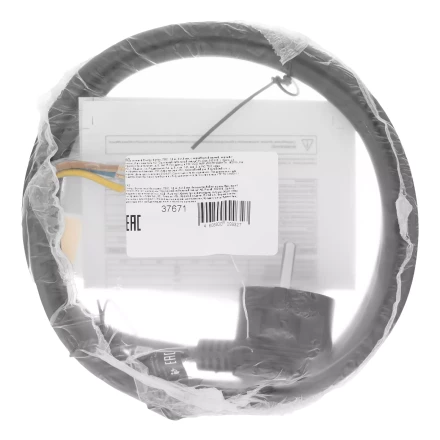 Шнур сетевой Denzel Energy Series, ПВС, 1,5 м, 3 x 1,5 мм, с неразборной вилкой, черный, 3 м, 37671 купить в Магнитогорске