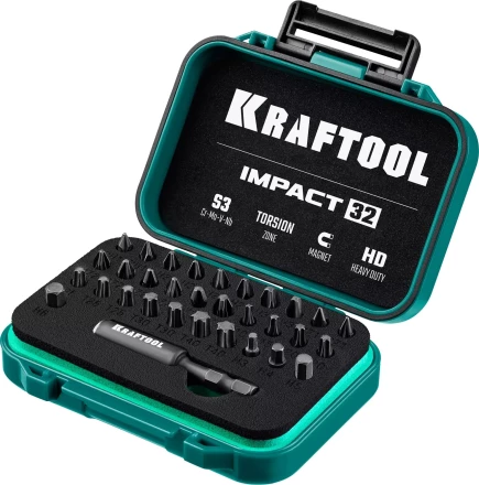 Набор ударных торсионных бит KRAFTOOL Impact, Cr-Mo-V-Nb сталь 26066-H32 купить в Магнитогорске