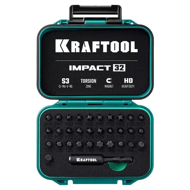 Набор ударных торсионных бит KRAFTOOL Impact, Cr-Mo-V-Nb сталь 26066-H32 купить в Магнитогорске