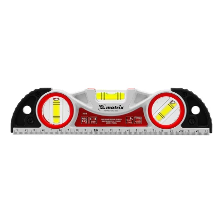 Уровень алюминиевый литой, фрезерованный, 3 глазка, две ударные площадки, 235 мм// Matrix 34910 купить в Магнитогорске