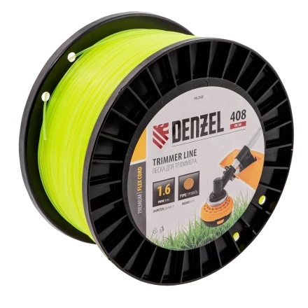 Леска для триммера круглая, 1,6мм х 408м, на DIN катушке FLEX CORD, Denzel 96268 купить в Магнитогорске