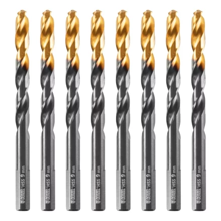 Сверло по металлу, 9 мм, HSS-Tin, Golden Tip, 8 шт. Denzel 717221 купить в Магнитогорске