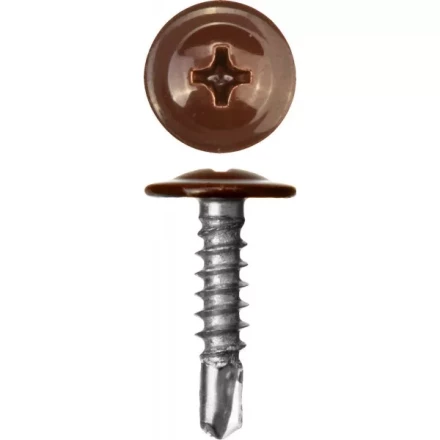 Саморезы ЗУБР с прессшайбой и сверлом по листовому металлу до 2мм, окрашенные в RAL-8017, PH2, 4,2х16мм, 500шт 300211-42-016-8017 купить в Магнитогорске