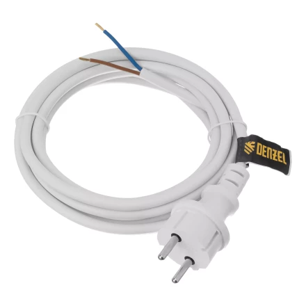 Шнур сетевой Denzel Energy Series, ПВС, 3 м, 2 x 1,5 мм, с неразборной вилкой, белый, 3 м, 37672 купить в Магнитогорске
