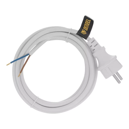 Шнур сетевой Denzel Energy Series, ПВС, 3 м, 2 x 1,5 мм, с неразборной вилкой, белый, 3 м, 37672 купить в Магнитогорске