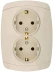 Розетка СВЕТОЗАР &quot;CITY LIGHT&quot; двойная в сборе, с заземлением, цвет бежевый, 16А/~250В SV-54207-B купить в Магнитогорске