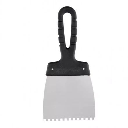 Шпатель из нержавеющей стали 100 мм зуб 4 х 4 мм пластмассовая ручка Россия 85138 купить в Магнитогорске