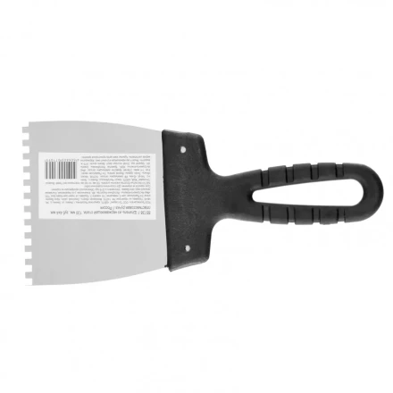 Шпатель из нержавеющей стали 100 мм зуб 4 х 4 мм пластмассовая ручка Россия 85138 купить в Магнитогорске