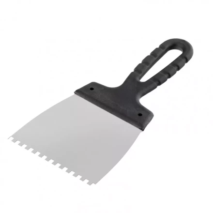 Шпатель из нержавеющей стали 100 мм зуб 4 х 4 мм пластмассовая ручка Россия 85138 купить в Магнитогорске