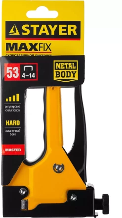 Степлер &quot;Max 53&quot; с регулировкой силы удара, металлический корпус, для тонкой скобы тип 53 (4-14 мм), STAYER Master 31501 купить в Магнитогорске