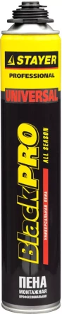 Пена &quot;BlackPRO&quot; профессиональная, монтажная, пистолетная, всесезонная, 750мл, STAYER 41135 купить в Магнитогорске
