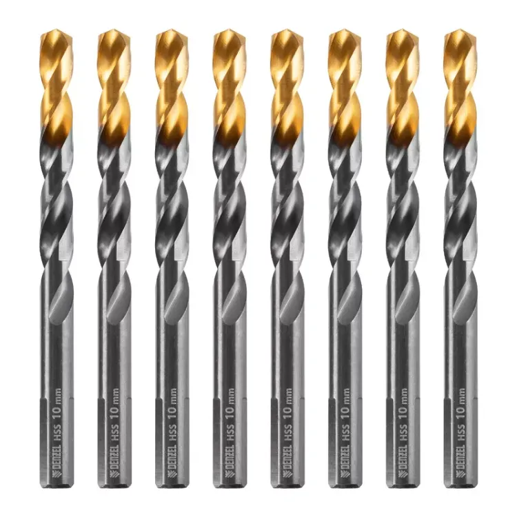 Сверло по металлу, 10 мм, HSS-Tin, Golden Tip, 8 шт. Denzel 717222 купить в Магнитогорске