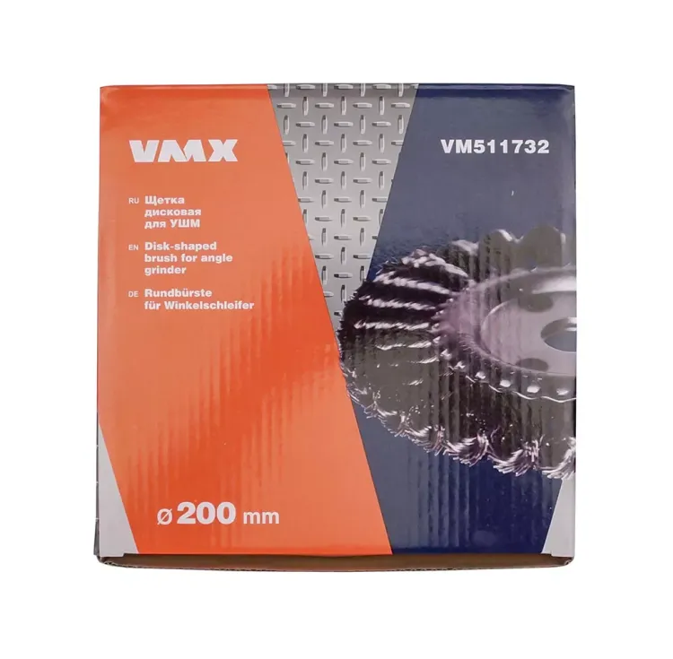 Щетка для УШМ ф22,2/200 мм дисковая сталь витая VMX 511732 купить в Магнитогорске