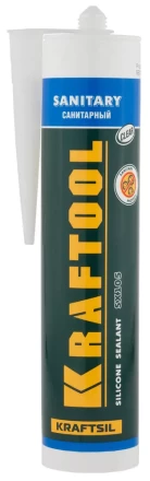 Герметик силиконовый KRAFTOOL прозрачный, санитарный, для помещений с повышенной влажностью, 300мл 41255-2 купить в Магнитогорске