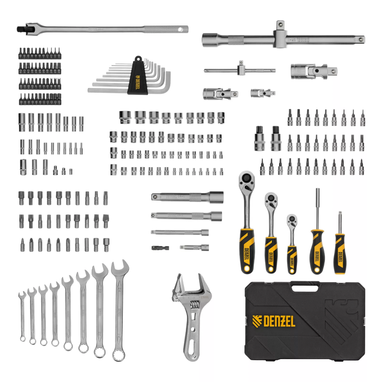 Набор инструментов Denzel 15807, 1/2", 1/4", 3/8", CrV, S2, пластиковый кейс, 216 предметов купить в Магнитогорске