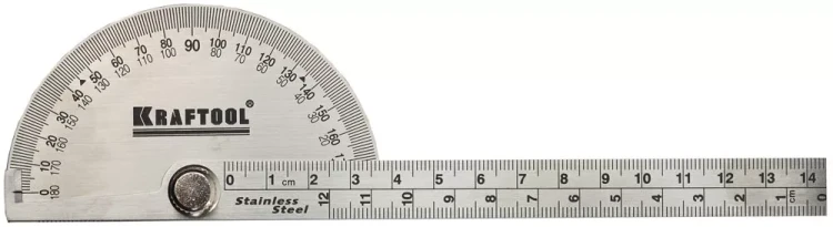 Транспортир KRAFTOOL с линейкой из нержавеющей стали, 200мм 34290 купить в Магнитогорске