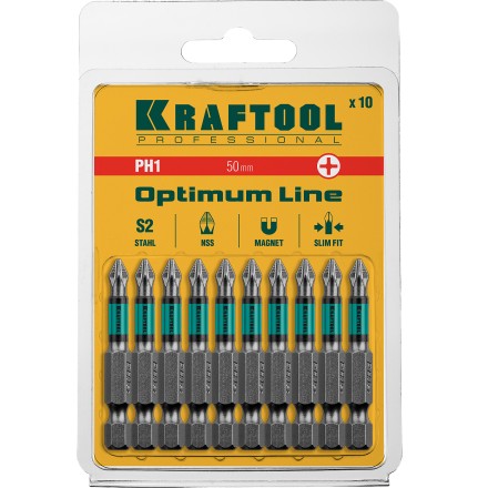 Биты KRAFTOOL OPTIMUM PH 26122-1-50-10 купить в Магнитогорске