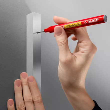 ЗУБР Колибри-30 красный, наконечник L 30 мм,  2.8 мм, перманентный маркер для отверстий (06338-3) купить в Магнитогорске