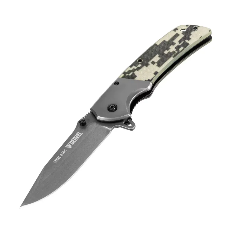 Нож складной Denzel, многоцелевой, системы Liner-Lock, с накладкой G10 на классической рукоятке, 79207 купить в Магнитогорске